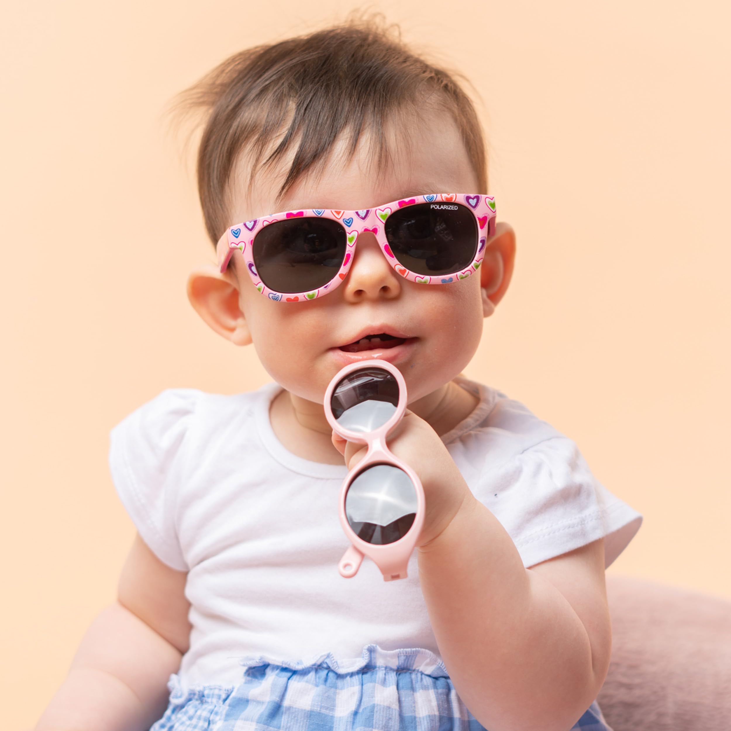 Kiddus Lunettes de Soleil Polarisées bébé, fille, garçon. A partir de 8 mois. UV400 Protection 100% UVA et UVB. CAT4. Branches flexibles, résistantes aux chocs. Sans BPA