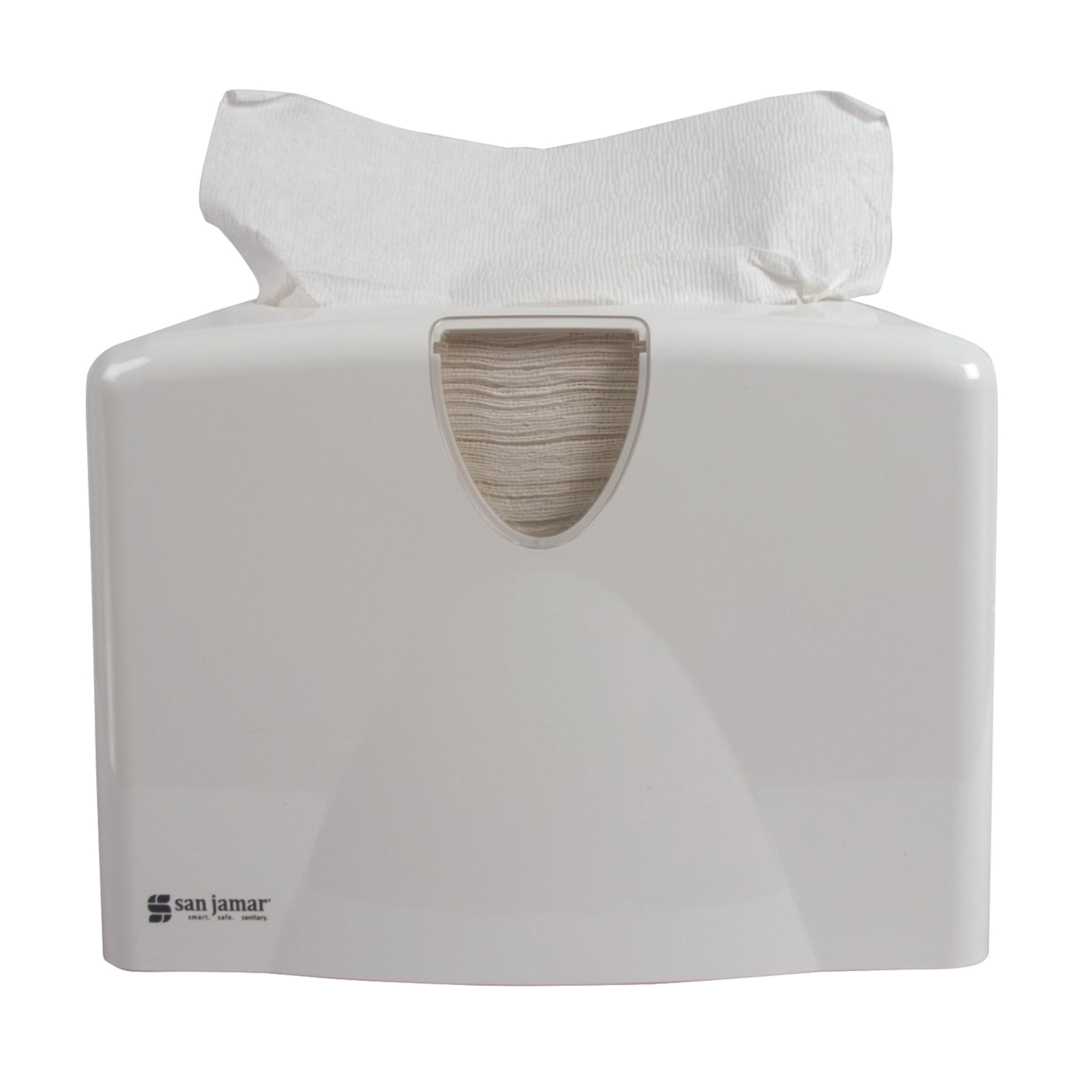 San Jamar Dispensador de servilletas de plástico, 8.x 12 x 5.5 pulgadas, color blanco