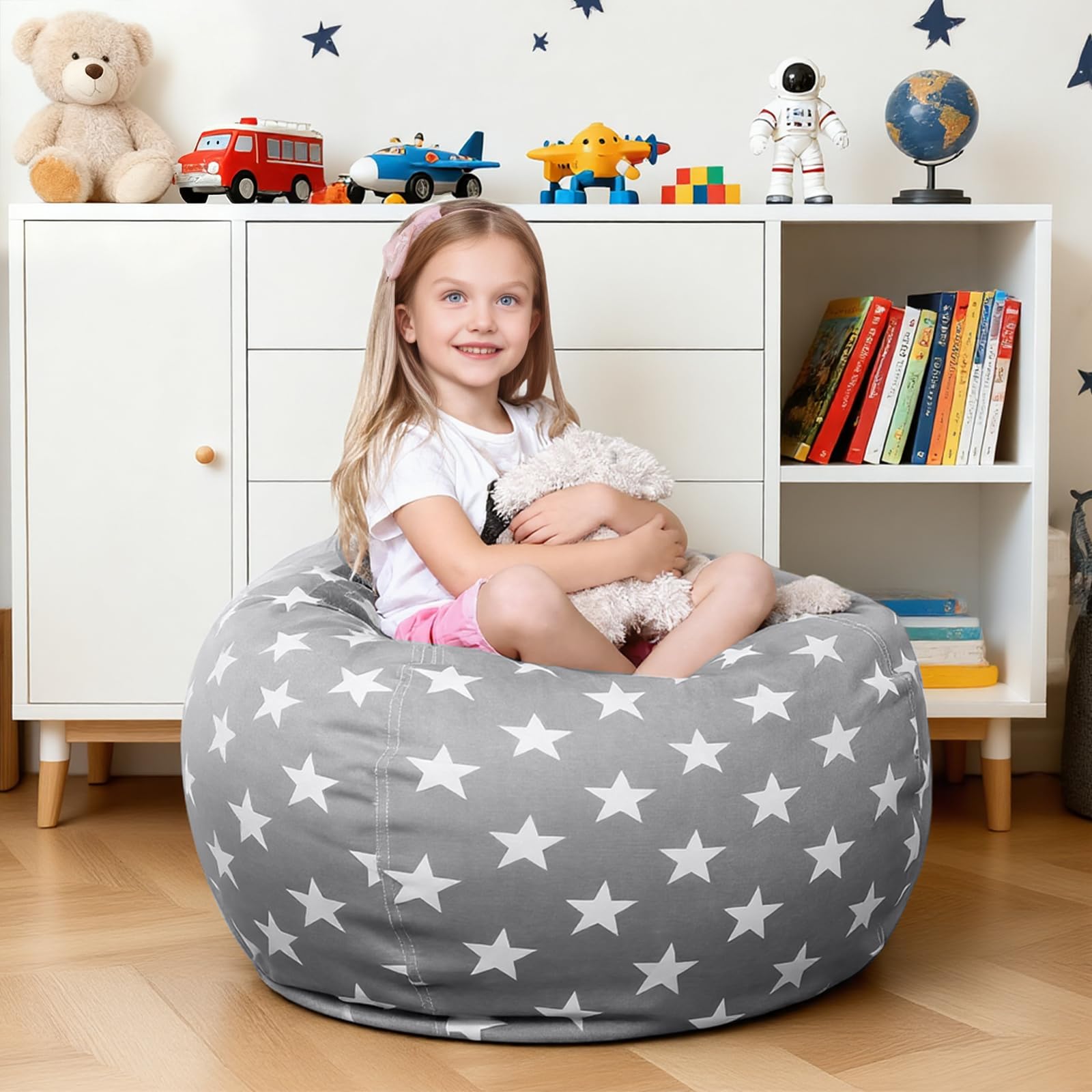 Bolsa de almacenamiento de juguetes, puf para niños, sofá, bolsa de almacenamiento de juguetes, bolsa de almacenamiento de juguetes con cremallera, para juguetes, ropa de 24 pulgadas