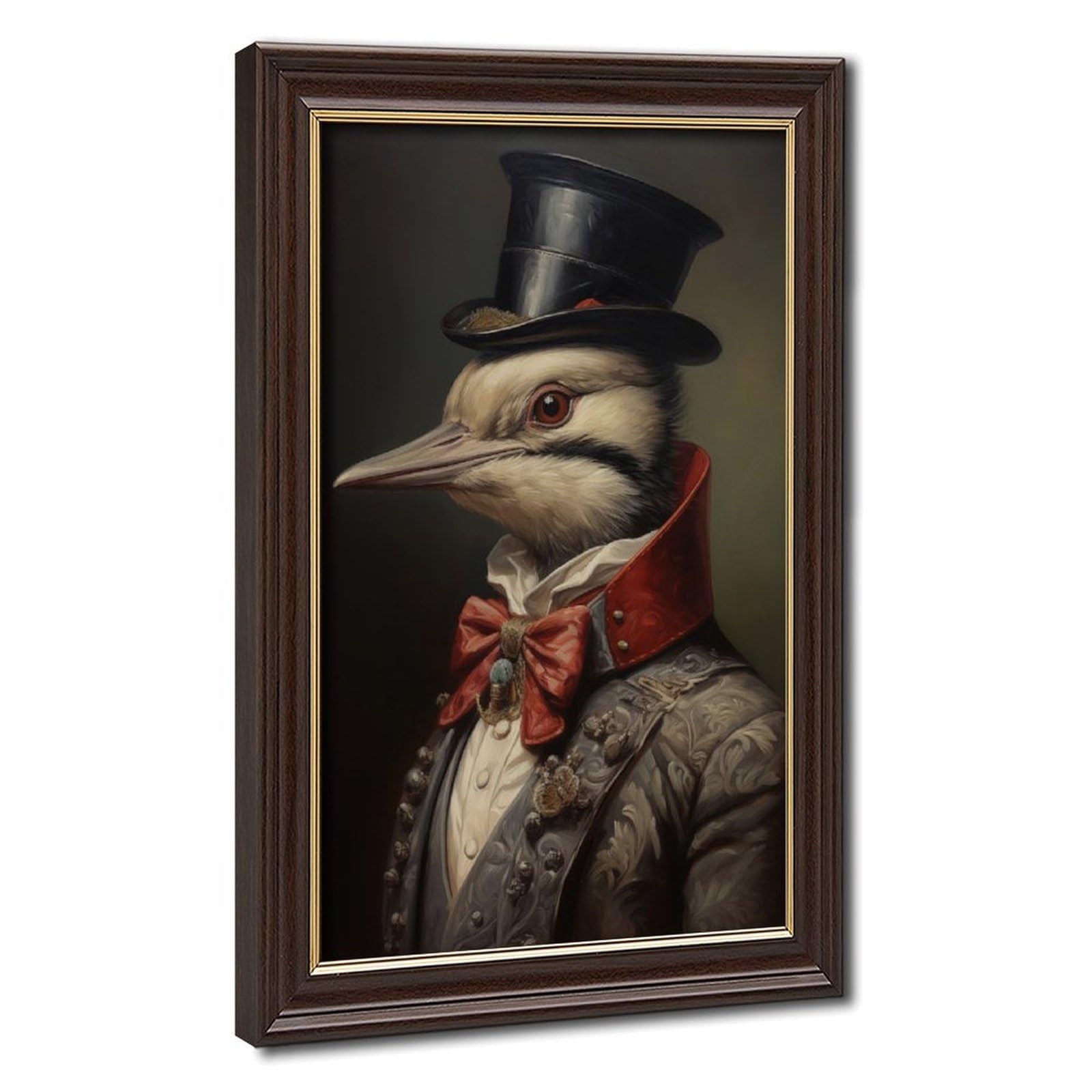 Pyberon Mokume Gane Frame-Style Woodpecker Canvas Poster For Office Decor Gift