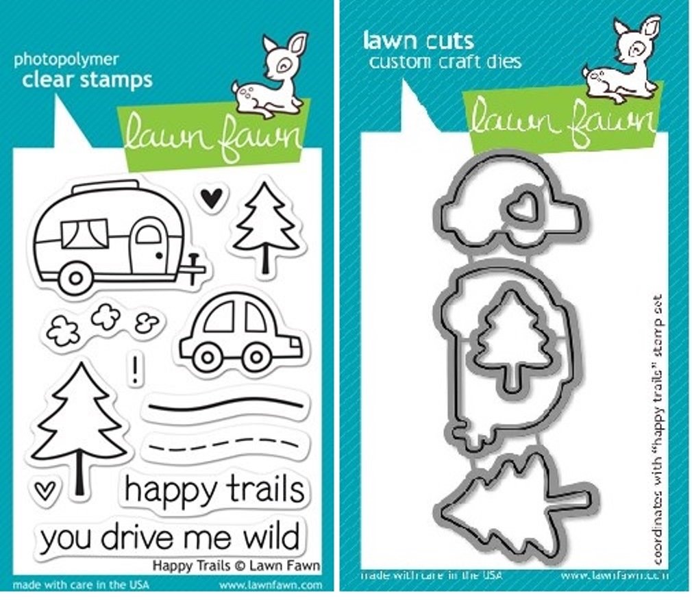 Lawn Fawn Happy Trails Clear Stamp and Steel Die Set - Includes One Each of LF601 (Stamp) & LF609 (Die) - Custom Set