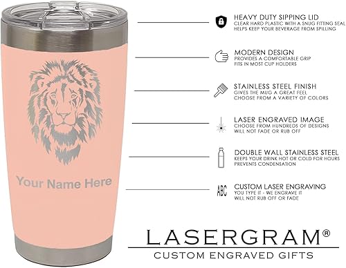 Vista 5 de LaserGram 20oz Vacuum Insulated Tumbler Mug, Paramedic, Personalized Engraving Included (Coral)