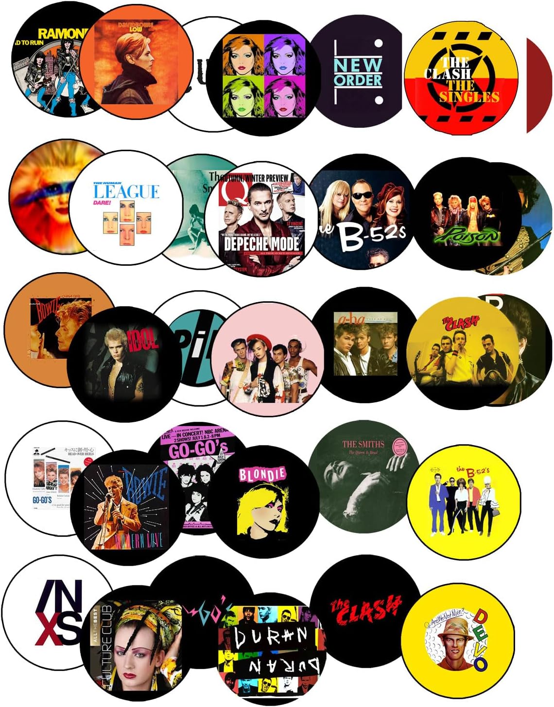 20 Pcs Bands 1980s Punk Rock Singers Different Set Band 1980s Punk Rock Singers Pin Backs, Badges 1.25"