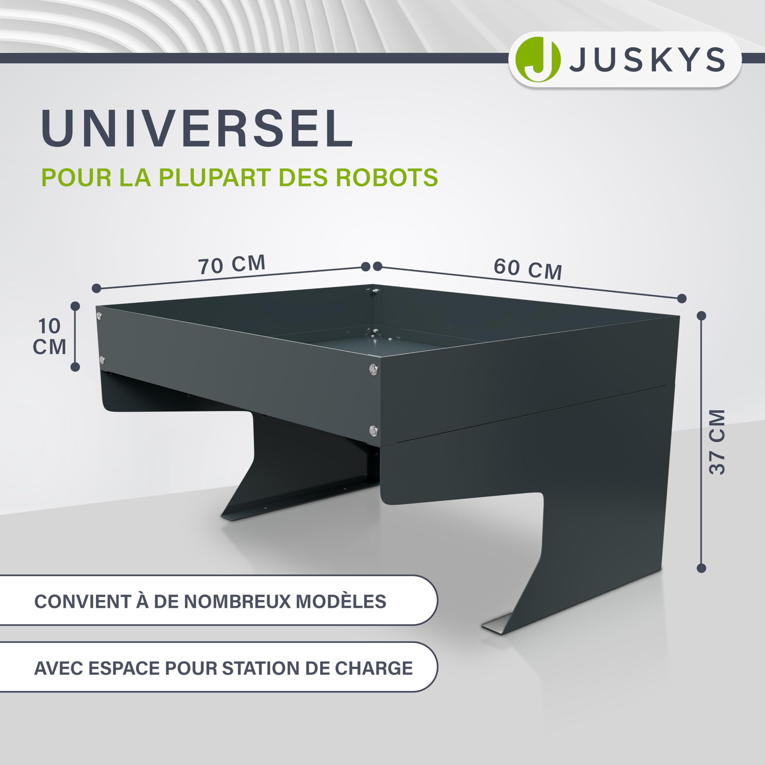 Juskys Garage pour robot de tonte avec bac à plantes, abri en acier galvanisé pour robot de tonte, protection contre le vent et les intempéries, anthracite