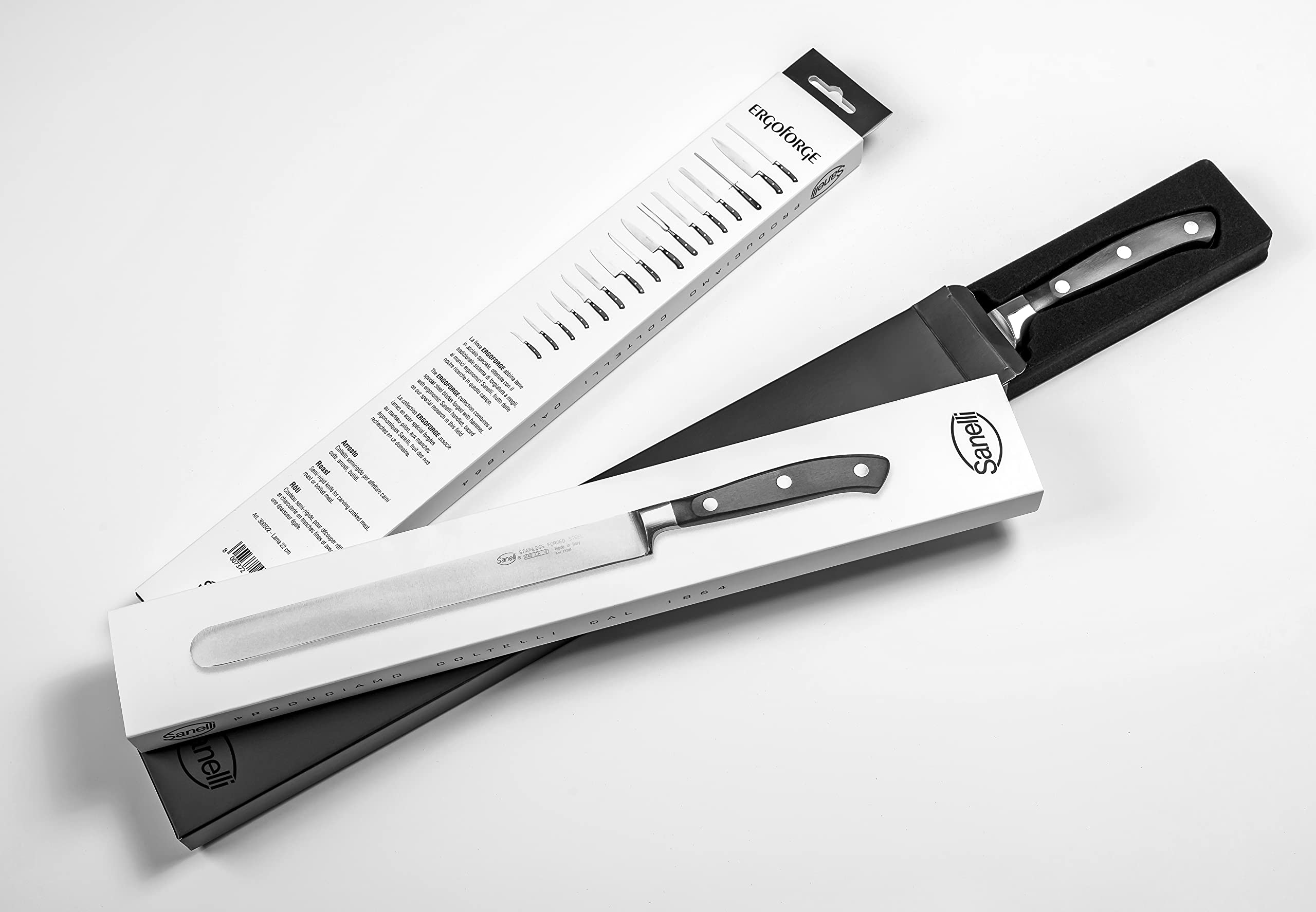 Sanelli 306922, Ergoforge coltello da prosciutto, length-22 cm, multi