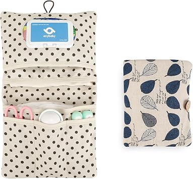 Lmbabter Removable Organizer Insert Baby Bag Organizer,Diaper Bag with 6 Total Pockets, Handbag Tote Bag for Women Mommy Blue Leaf