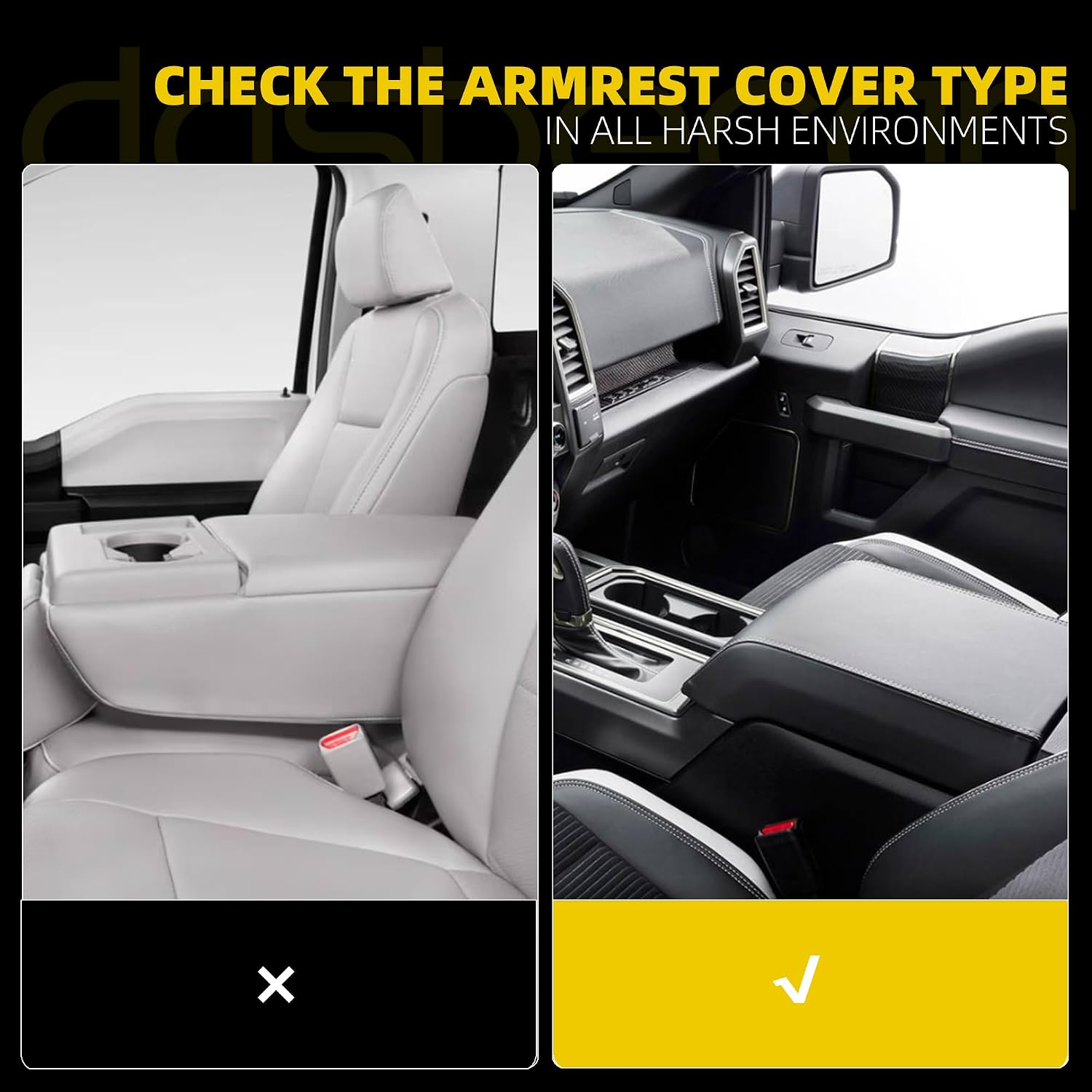 Dasbecan Center Console Lid Compatible with 2015-2020 Ford F150 Lariat Raptor XLT Front Center Console Armrest Lid Black with Hinge Spring Replace GL3Z-1506024-AB FL3B-1504604-AA