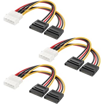 Cable Matters Molex to Dual SATA Y Cable Adapter 4 Pin 6 Inch Pack of 3