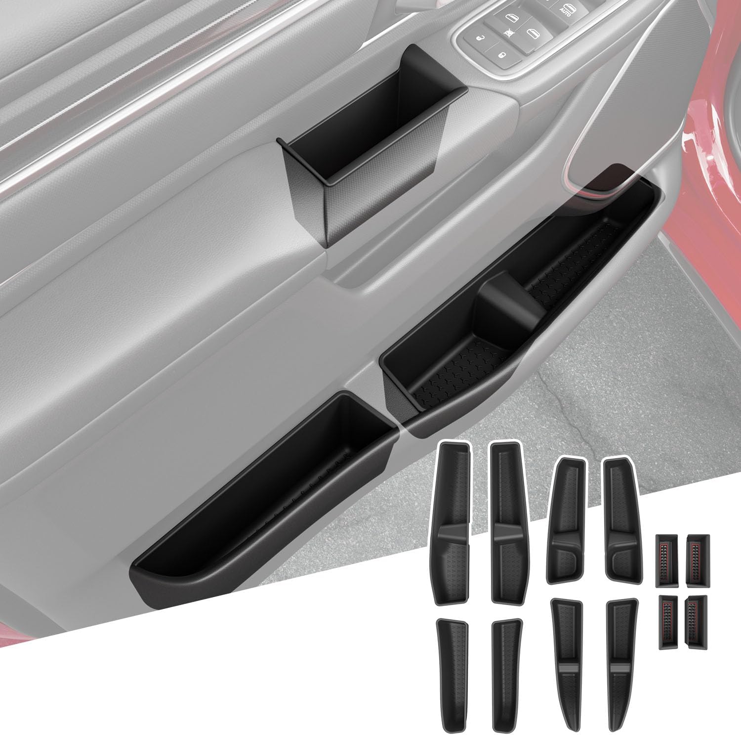 12PCS Door Side Storage Box Compatible with 2019-2025 Dodge Ram 1500 Silicone Phone Pocket Door Bottom Insert Organizer Replacement for 2019-2025 Dodge Ram 1500 Accessories Door Side Storage Box+Door Bottom Storage Box