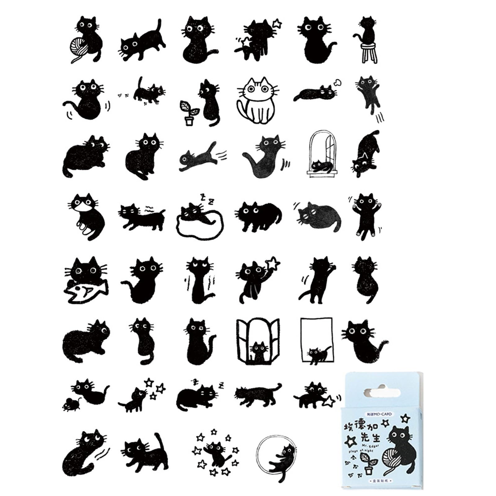 45x / Box Cats Theme Theme Stickers Water Bottle Sticker Decorative Stickers Animals Sticker for Skateboards Scrapbooking