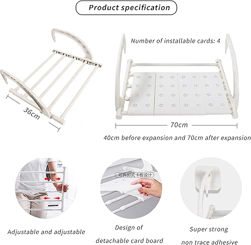Miniatura 2 de Reposabrazos retráctil para balcón, estante de ropa de baño, colgador extra largo, tendedero de secado extra largo, toallero de secado plegable,