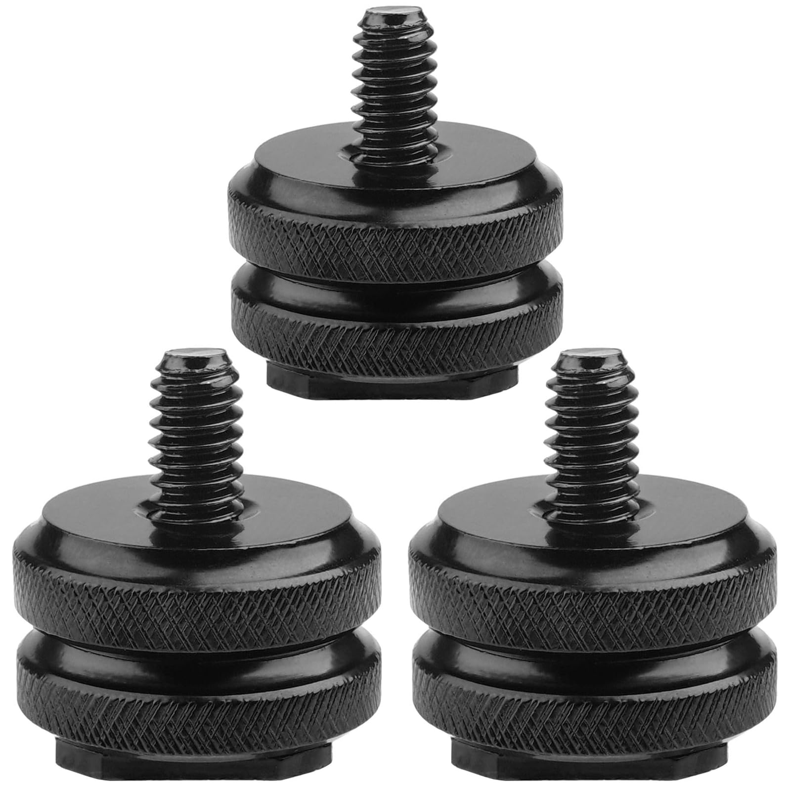 3 Pack Camera Hot Shoe Mount Adapter with 1/4"-20 Screw for DSLR Camera Rigs,Improved Flash Compatibility with Dual Nut Set