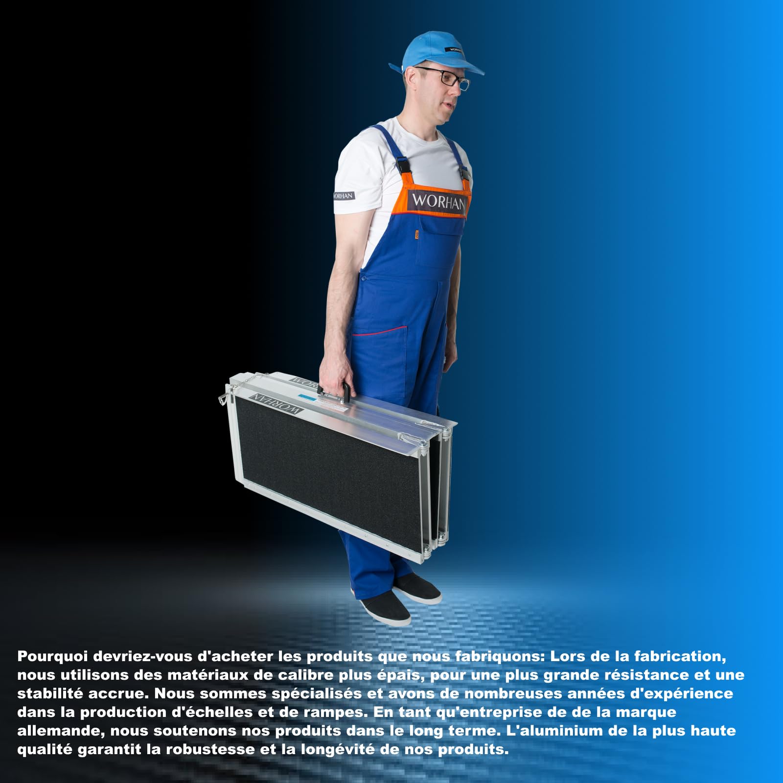 1.53m Rampe Alu Pliable Valise Fauteuil Roulant Chargement Scooter Plate-Forme Aluminium Anodisé Antidérapante Elevée 153cm R5J