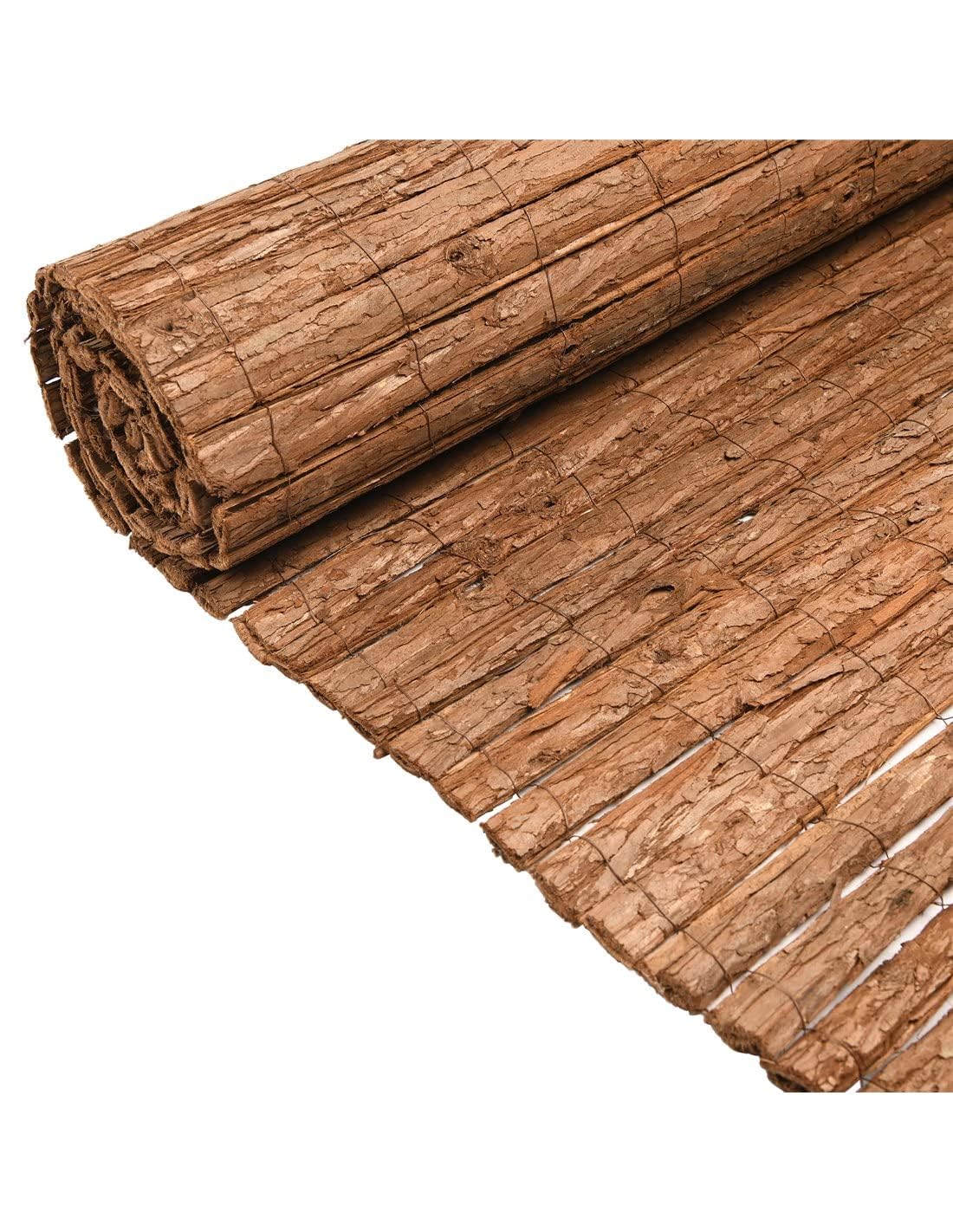 IBEROGARDEN | Rollo de Corteza de Pino | Fabricacion Artesanal y Natural | Corteza de Pino para Vallas | 85% de ocultacion (Rollo 1 Metro Alto x 5 Metros Largo)