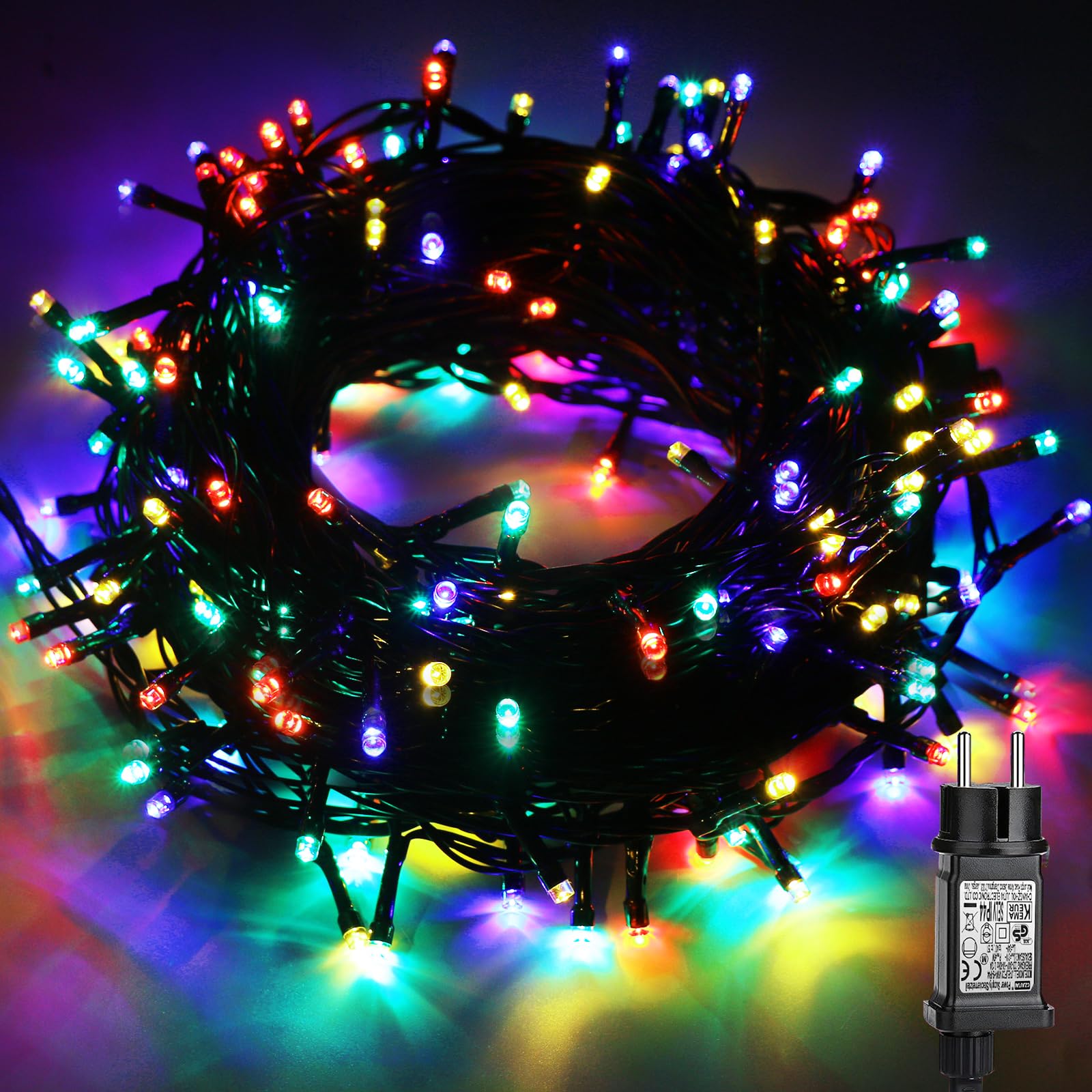 Luces Navidad Exterior, 20M 200LED luces arbol navidad, 8 Modos Guirnalda Luces exterior decoracion navidad con Adaptador para Navidad Festivales Fiestas Bodas Jardines Patio