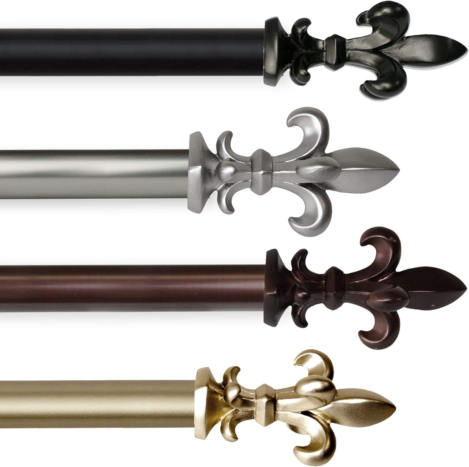 57" Silver Solid Contemporary Double Curtain Rod