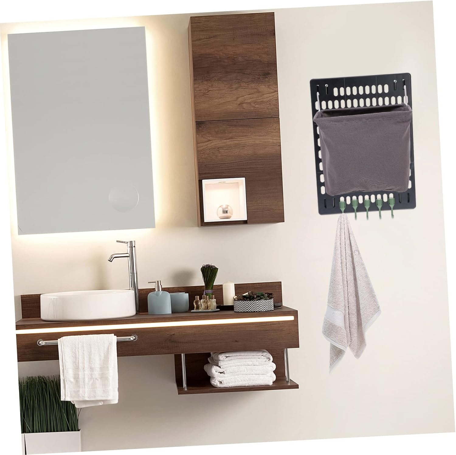 Amosfun Multi Function Decorative Hanging Basket for Pegboard Versatile Storage for Clothing and Daily Items for Living Room Bedroom Nursery and Bathroom