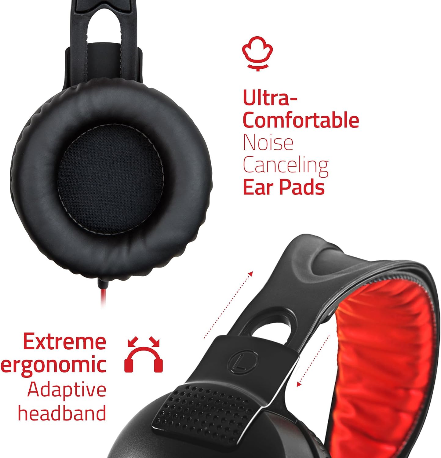 Sentey Harmoniq Pro Real 5.1 USB DAC PC Gaming Headset 3-Meter Braided Cable, Inline Volume Control, Microphone Retractable with Led Lights (GS-4841)