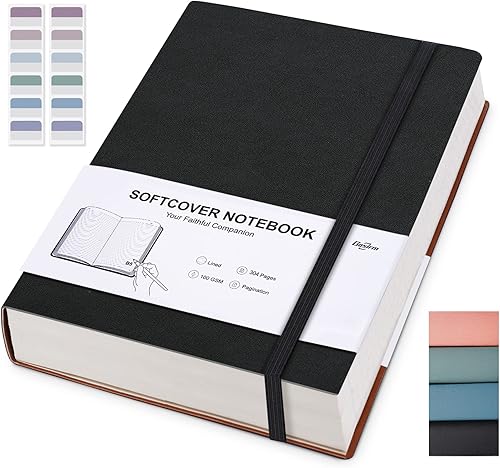 Cuaderno rayado  Cuaderno grande con rayas universitarias B5 con papel rayado numerado de 304, papel grueso de 100 gsm, para mujeres y hombres,