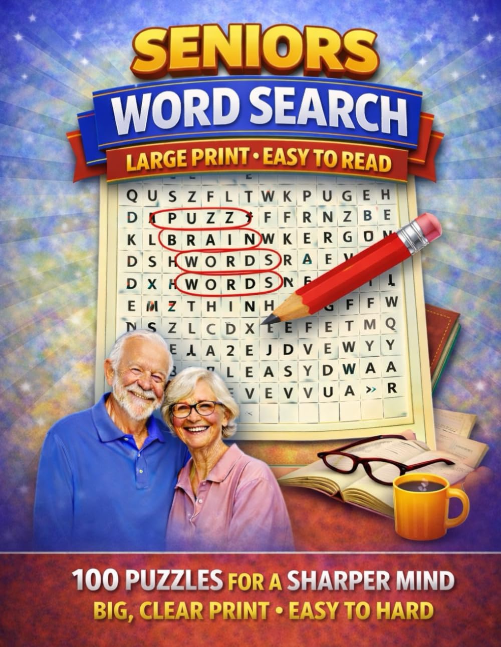 Seniors Word Search: 100 Puzzles for a Sharper Mind | Big, Clear Print | Easy to Hard