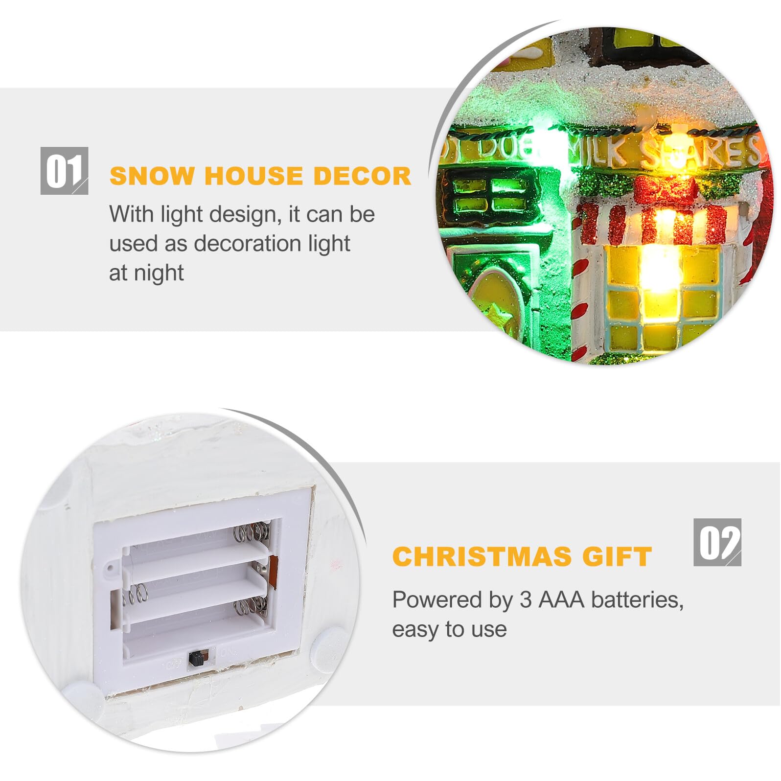 Cabilock 1pezzi Casetta di Neve Luce LED Decorazione Natalizia per Vetrina Regalo di Natale Realizzato in Resina di Lavorazione Artigianale Pregevole Adatto per Decorare Casa e Ufficio