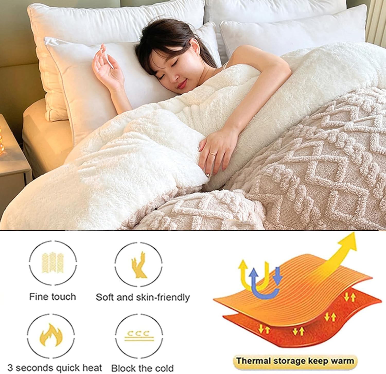 Thickened Super Soft Insulation Hibiscus Winter Quilt, Imitation Cashmere Quilt, Super Warm Double-Sided Velvet Quilts Fluffy Plush Comforter Blanket (B 220x240cm/86.6x94.5in(5kg))