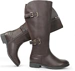 Bottes de talons hauts à plat à l'arrière à double boucle en forme de veau classique