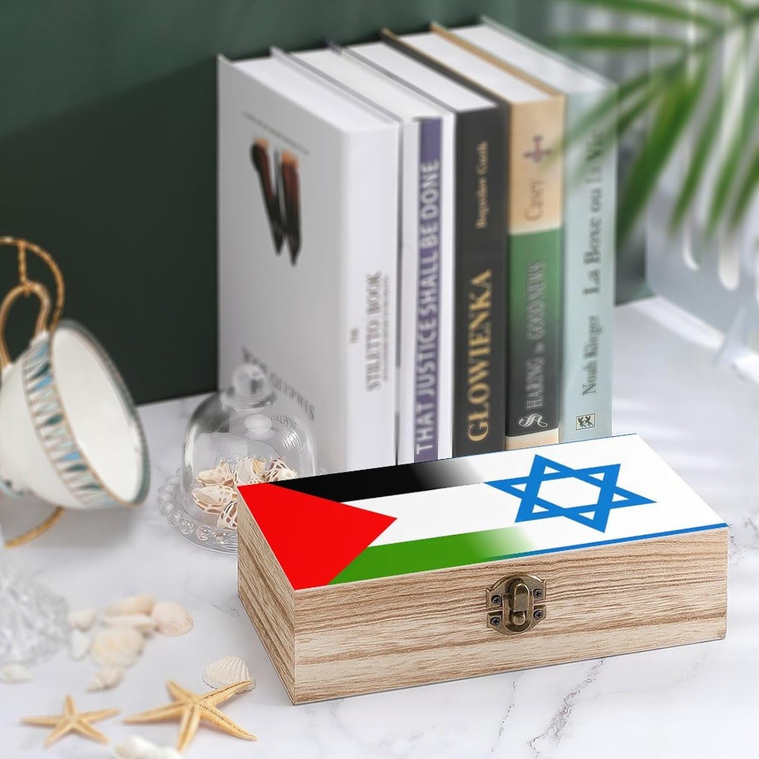 Palestine Israel1 Flag Funny Storage Boxes with Lid Wood Home Organizer image 4
