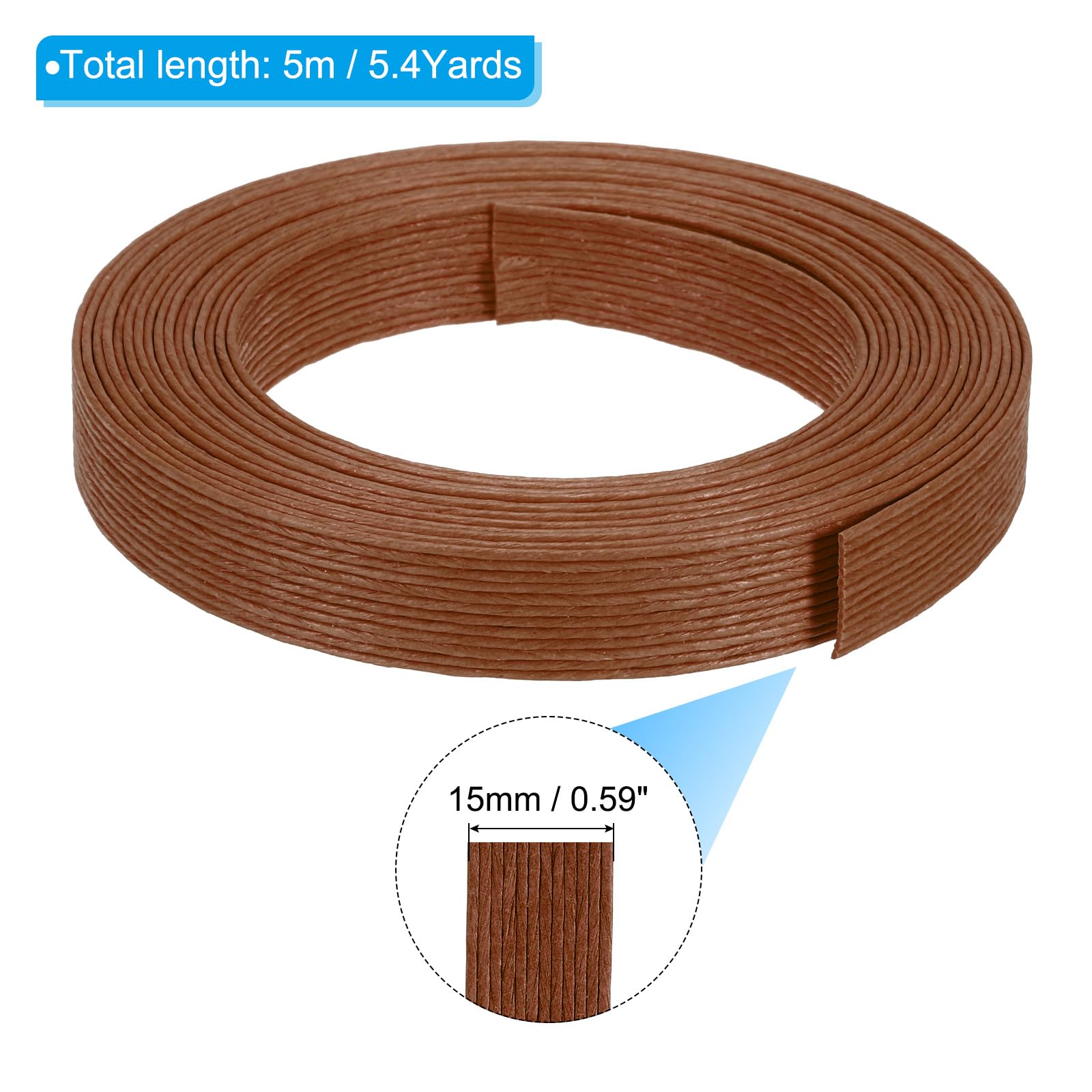 PATIKIL 5.4 Yards x 0.6" Paper Rattan Weaving Cane, 12-Ply Paper Rattan Weave Basket Weaving Supplies for DIY Rattan Woven Making Brown - Image 2