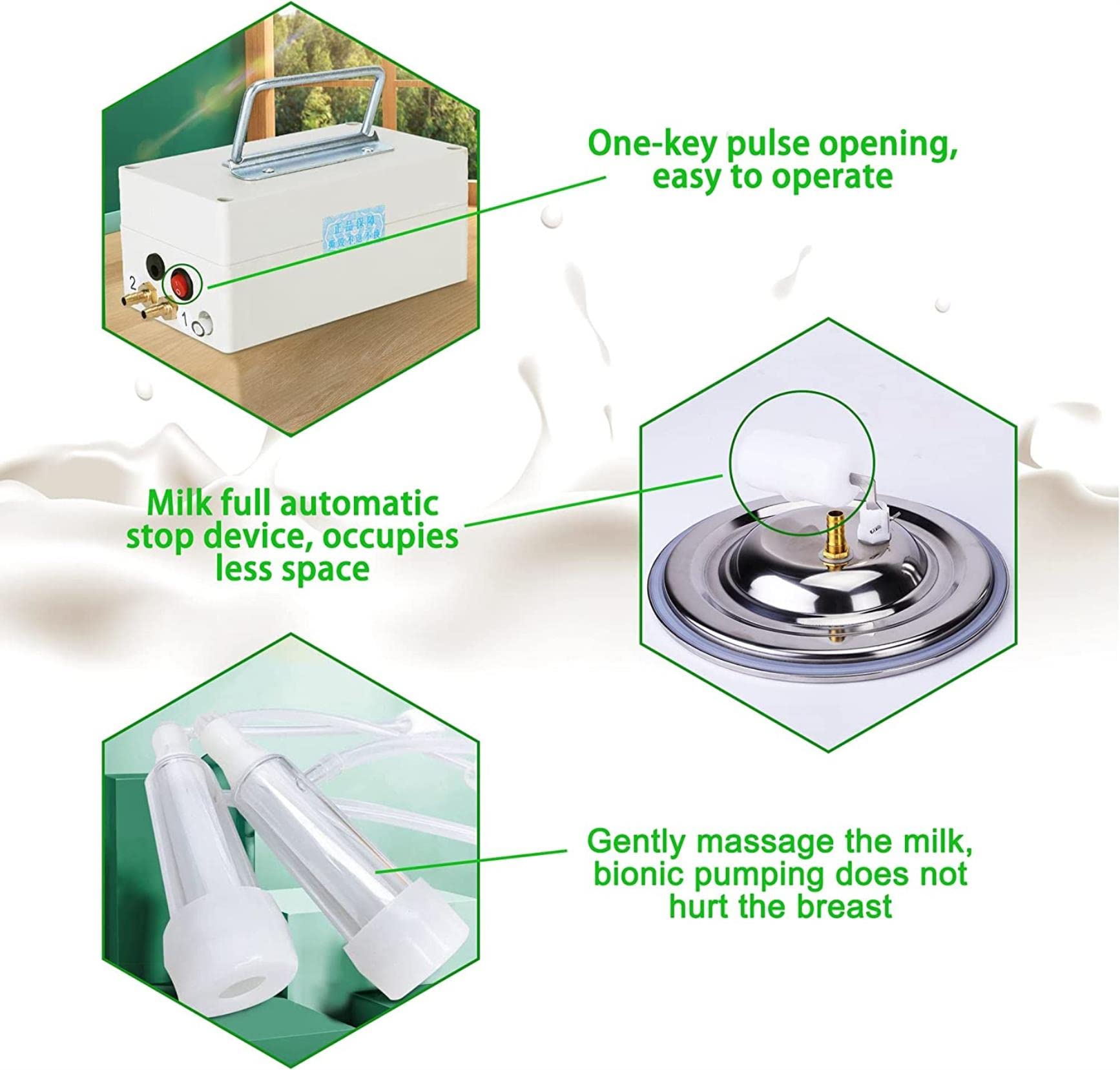 Mungitrice elettrica, sistema a pompa a vuoto, pistone a canna singola, ideale per pecore, capre, mucche, forniture di mungitura efficienti per uso agricolo