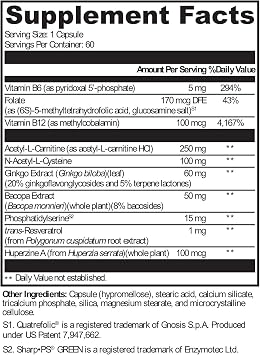 Cognimatrix + Dietary Supplement - Helps Support Normal, Healthy Cognitive Function, 60 Vegetarian Capsules