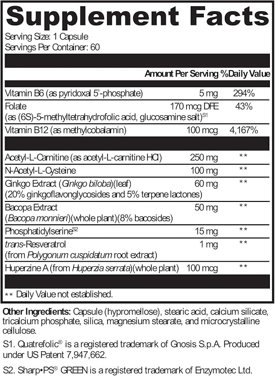Cognimatrix + Dietary Supplement - Helps Support Normal, Healthy Cognitive Function, 60 Vegetarian Capsules