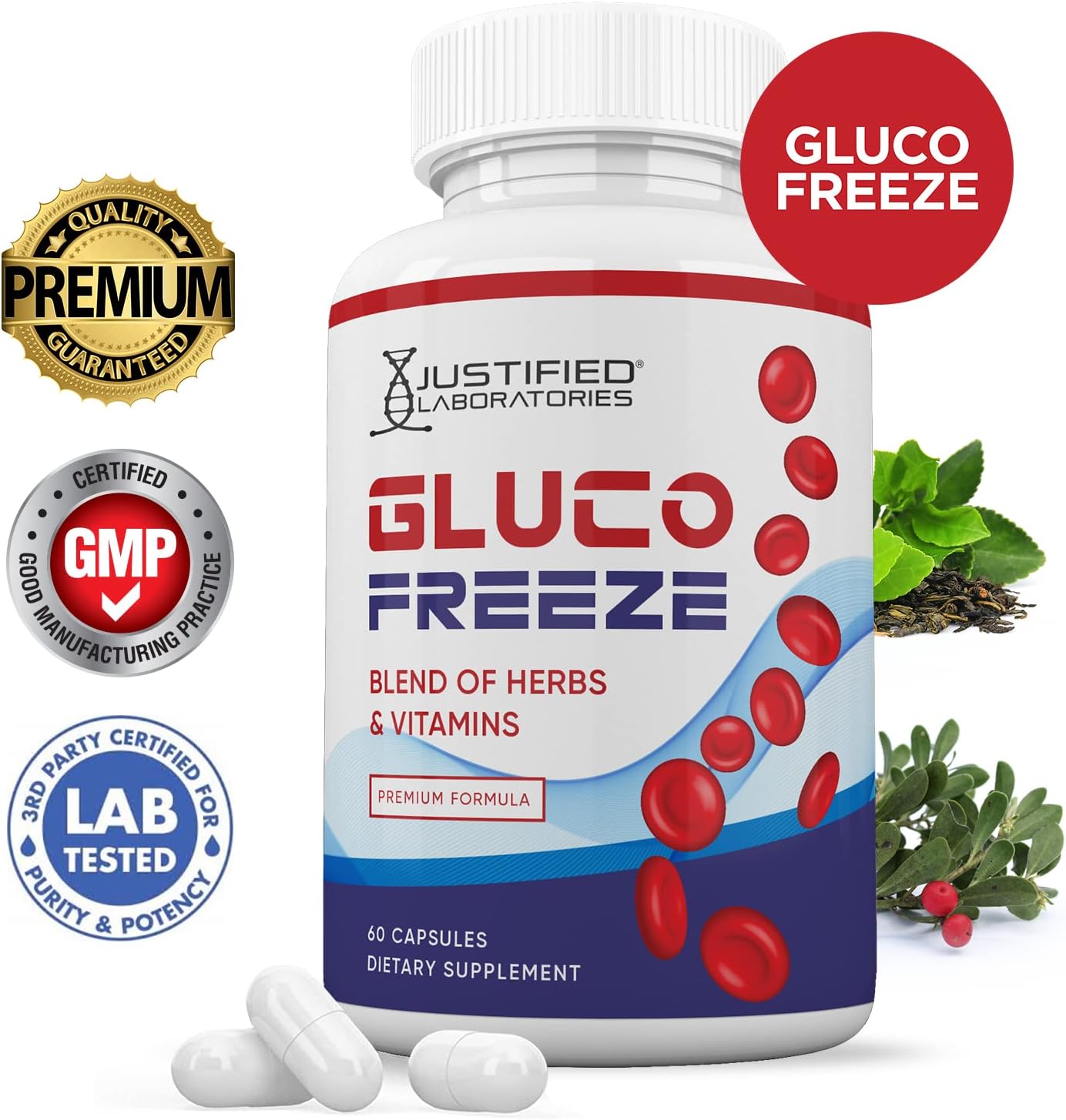 Justified Laboratories (2 Pack) Glucofreeze Premium Formula 688MG 120 Capsules