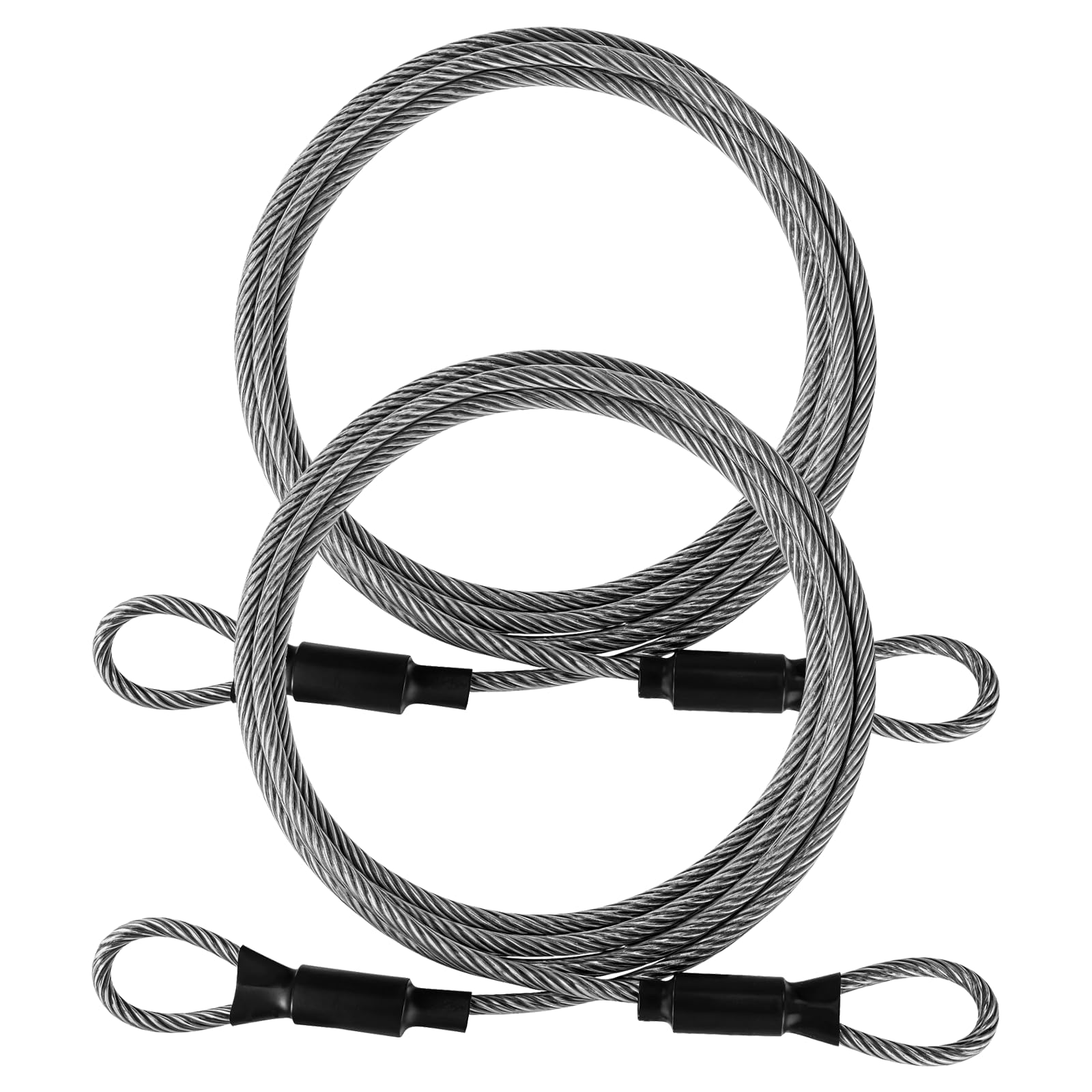 4FT Stainless Steel Security Cable, 2 Pack 1/8 Inch Luggage Lock Safety Cable Braided Safety Wire Rope Cables Locks with Double Loop Flexible, Durable