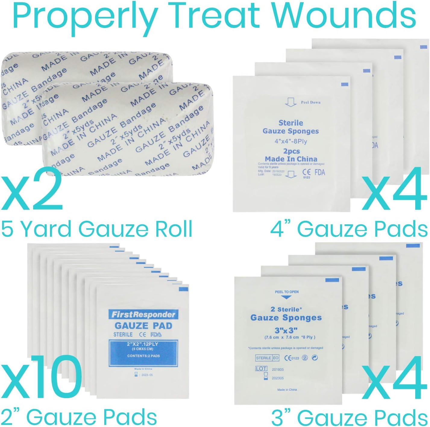 Vive First Aid Kit (300 Piece) - Survival Trauma Pack for Hurricanes, Earthquake, Car, Home - Small Hiking Gear for Vehicle, Auto Car and Camping - Emergency Medical Supply Safety Bag with Gauze, Tape : Tools & Home Improvement