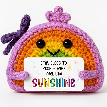MAMAGIFTREE Rainbow Crochet with Sunshine Message Card Handmade Appreciation Gift for Women, Friends, Coworkers, Birthday