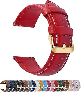Fullmosa Cinturino in Pelle 20mm per Orologio, Cinturino Smartwatch Compatible con Amazfit Bip, Amazfit GTS/GTR 42mm, Huawei Watch GT 2 42mm, Samsung Galaxy Watch Active/Active2, O-Rosso