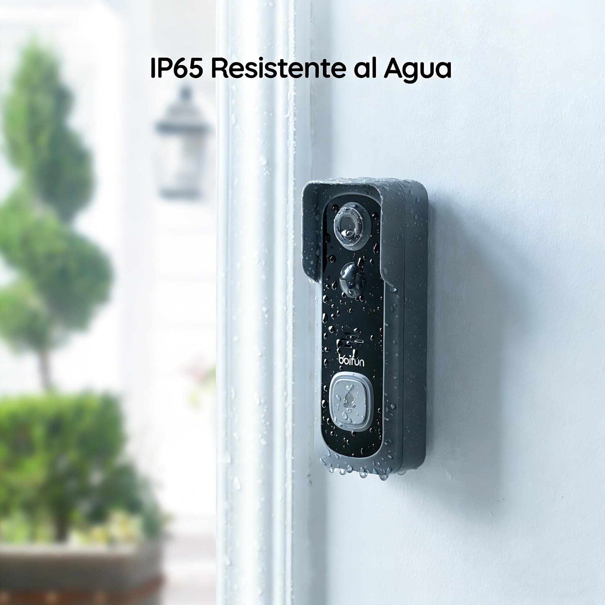 BOIFUN 2K Timbre inalámbrico Exterior Impermeable, Visión 180° sin Puntos Ciegos, Instalación Sencilla, Detección Humana PIR, Visión Nocturna, en Tarjeta SD/Nube, Alerta, IP65, Solo Wi-Fi 2,4 GHz