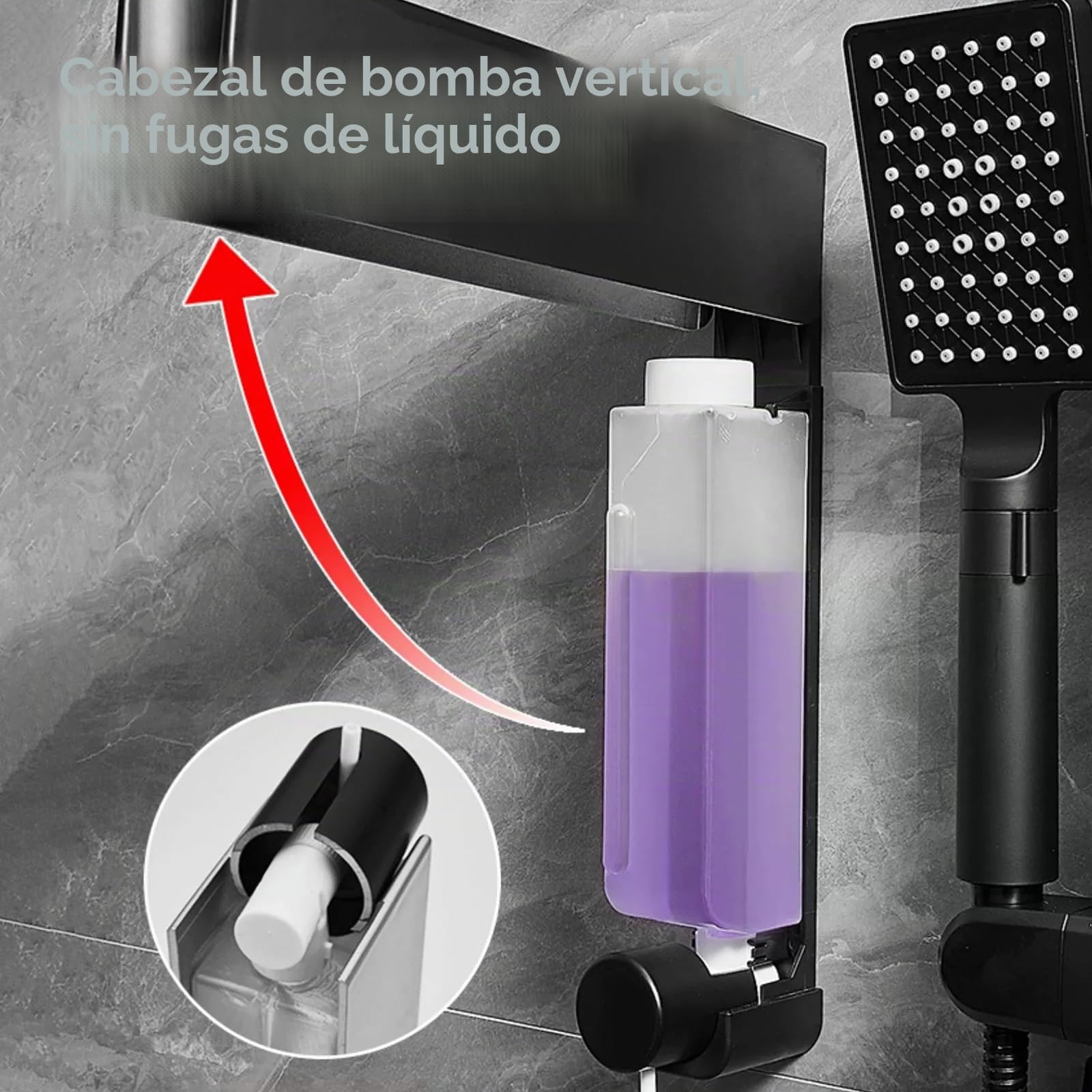 3 Unidades Dispensador de Jabón de Ducha Montado en Pared sin Taladro Gris | Botella de Champú y Loción con Ventana Transparente para Baño, Cocina y Hotel