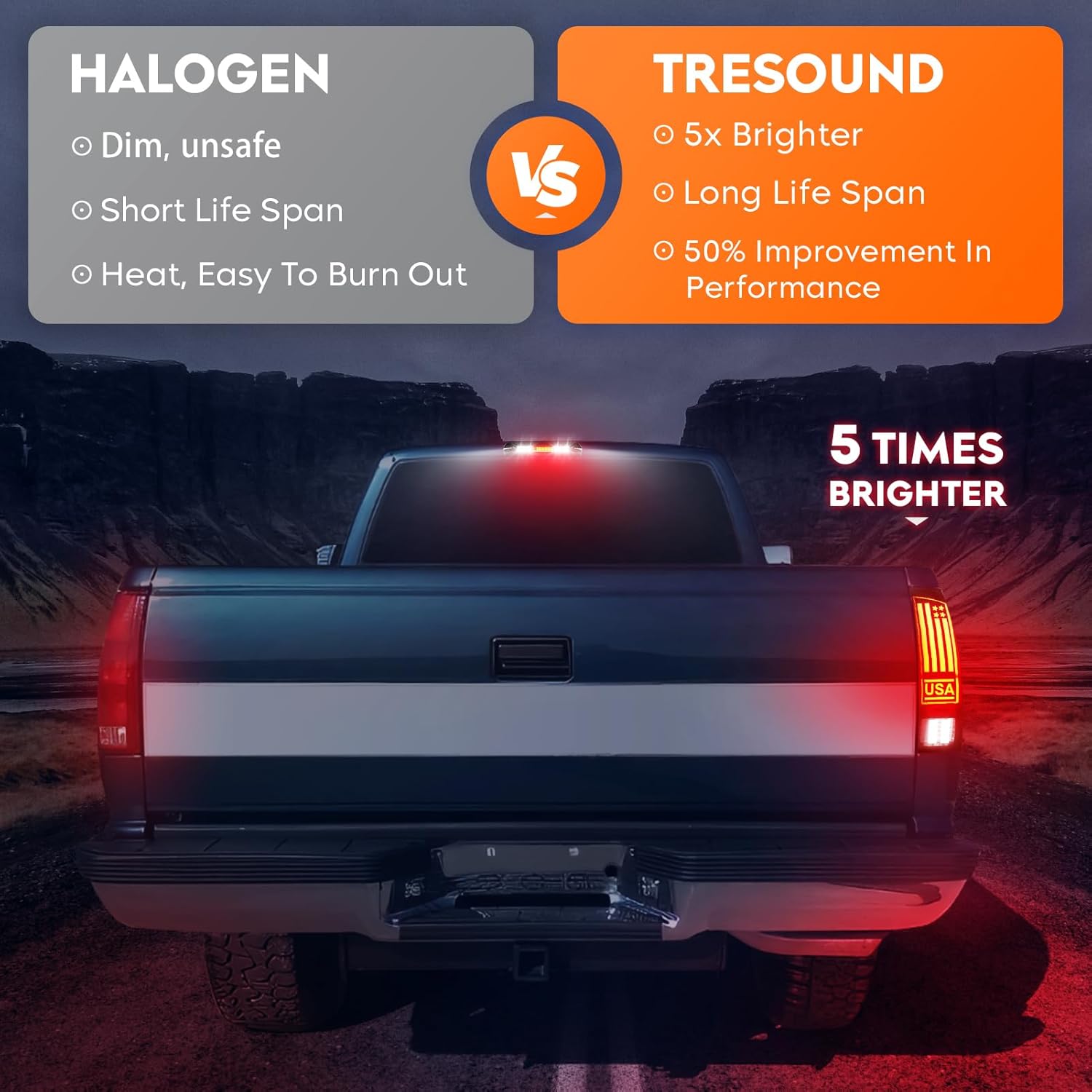 Tresound LED Tail Light + 3rd Third Brake Cargo Lamp for Dodge RAM 1500 2002-2006, for RAM 2500 3500 2003-2006, High Mount Stop Light Rear Taillight Assembly, 55077348AF, 55077347AF, CH2801147