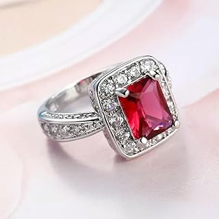 Anillo de Boda de circonita cúbica Cuadrada, Relleno de Plata 925, Tallas 6-10-10, Color Rosa