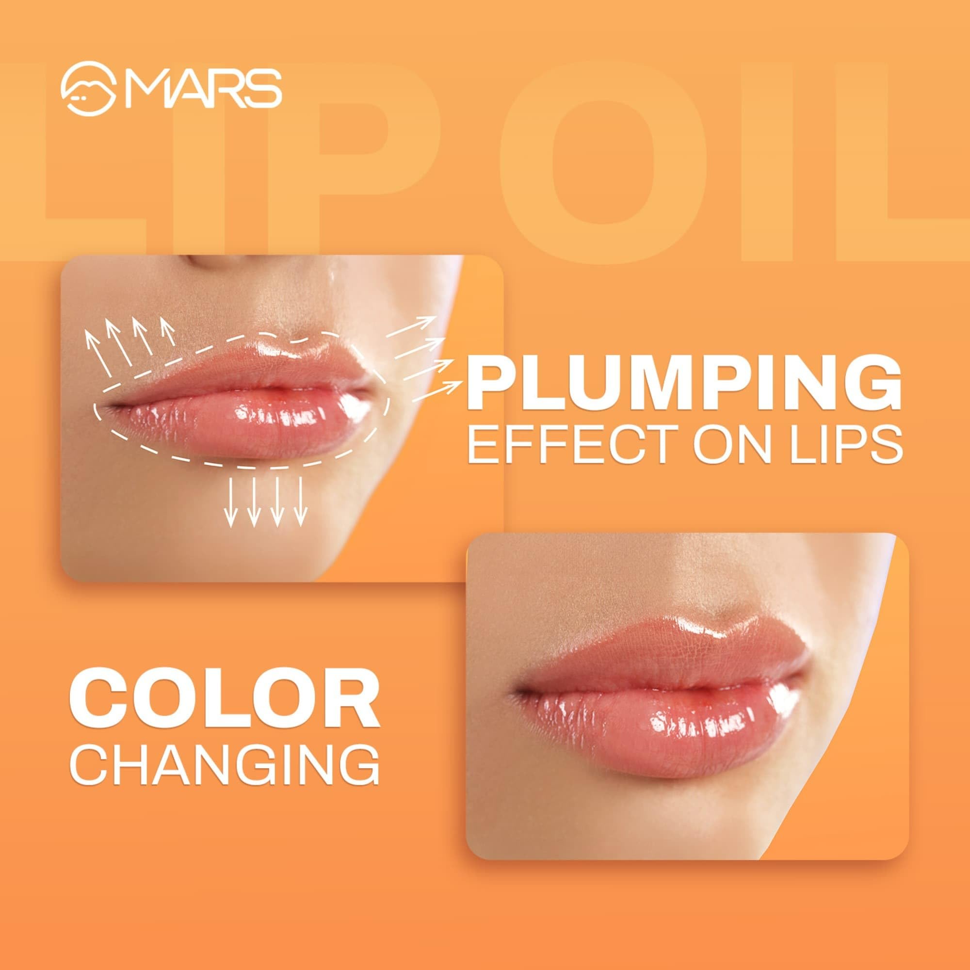MARS Plumping Color Changing Lip Oil (4.5ml) (FLORAL DEW) With Fat Applicator | Skin Nourishing Ingredients - Olive Fruit Oil, Jojoba Oil | Hydrating & Moisturising | Plumping Effect - Image 3 thumbnail