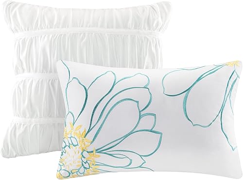 Miniatura 5 de Intelligent Design Juego de edredón tamaño Queen, juego de edredón con volantes de varias capas en cascada, juego de ropa de cama elegante y