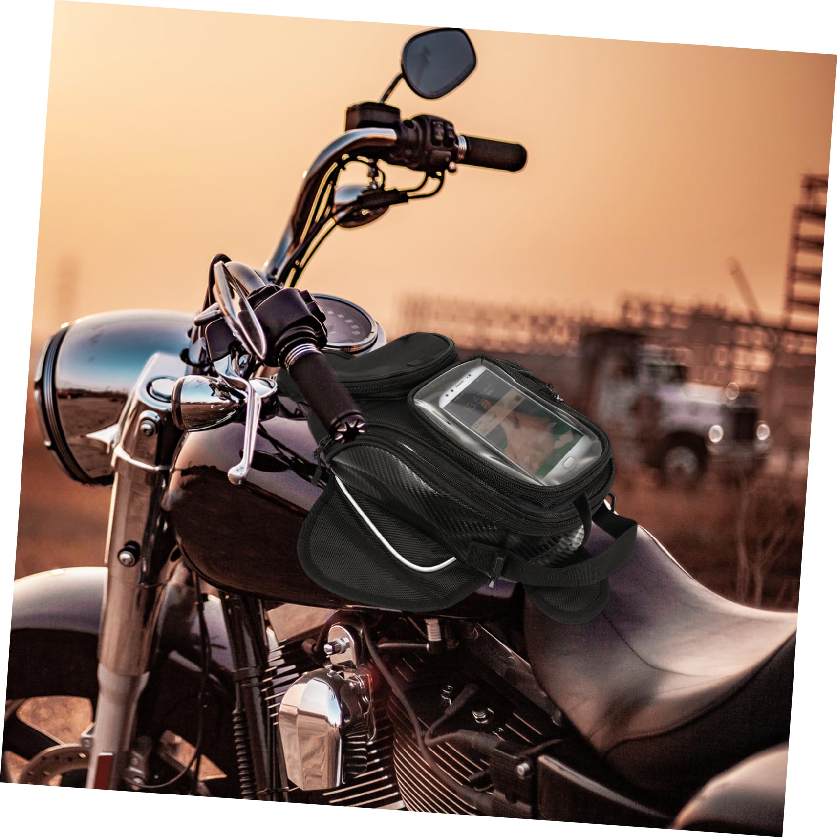 VALICLUD Großer Motorrad Tankrucksack Schwarz aus Oxford Cloth