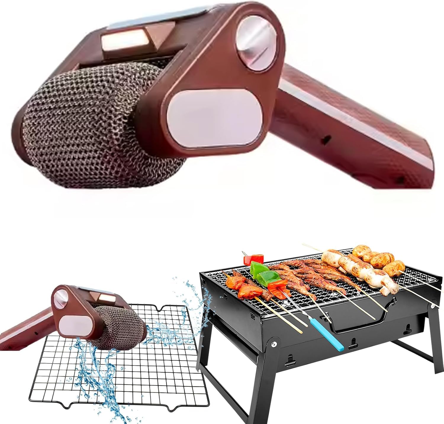 Brosse sans fil pour barbecue nettoyeur électrique sans poils et rouleau acier inoxydable