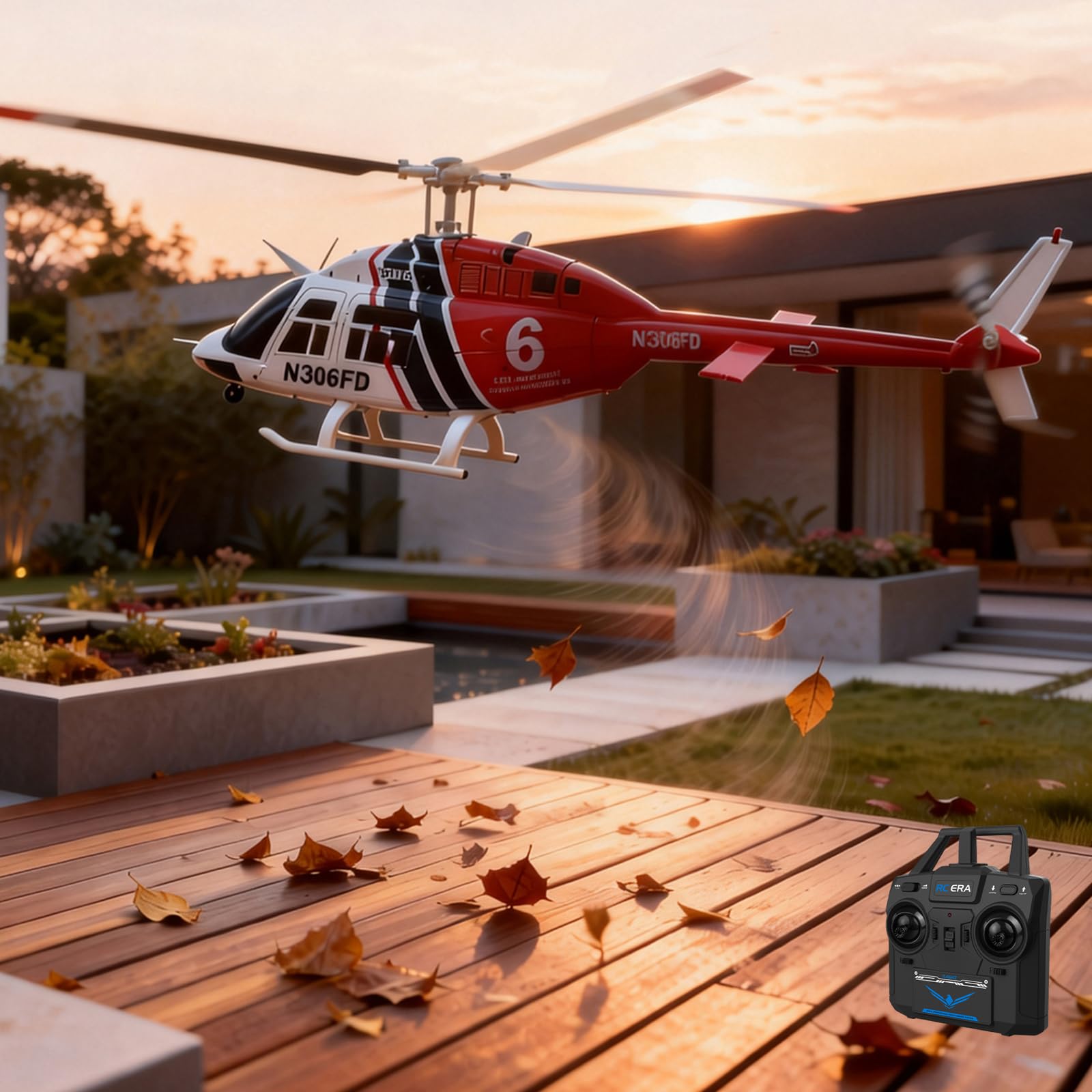 C138 206 Remote Controlled Helicopter Aircraft Plane Drone RC Heli Aileronless 6CH 6-Axis Gyroscope Altitude Air Pressure Hold & Optical Flow Position for Adults Beginners (Red 1Battery)