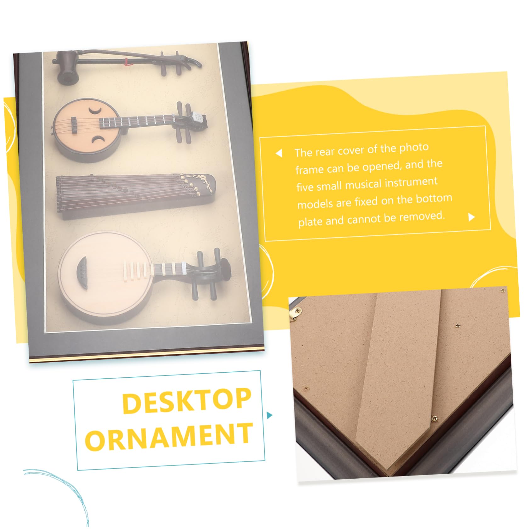 Ciieeo Set di Strumenti Musicali Folk Mini Realistici 5 Pezzi | Set 1, Legno Plastica Pvc, Atmosfera Artistica e Musicale, per Ristoranti e Decorazione da Tavolo