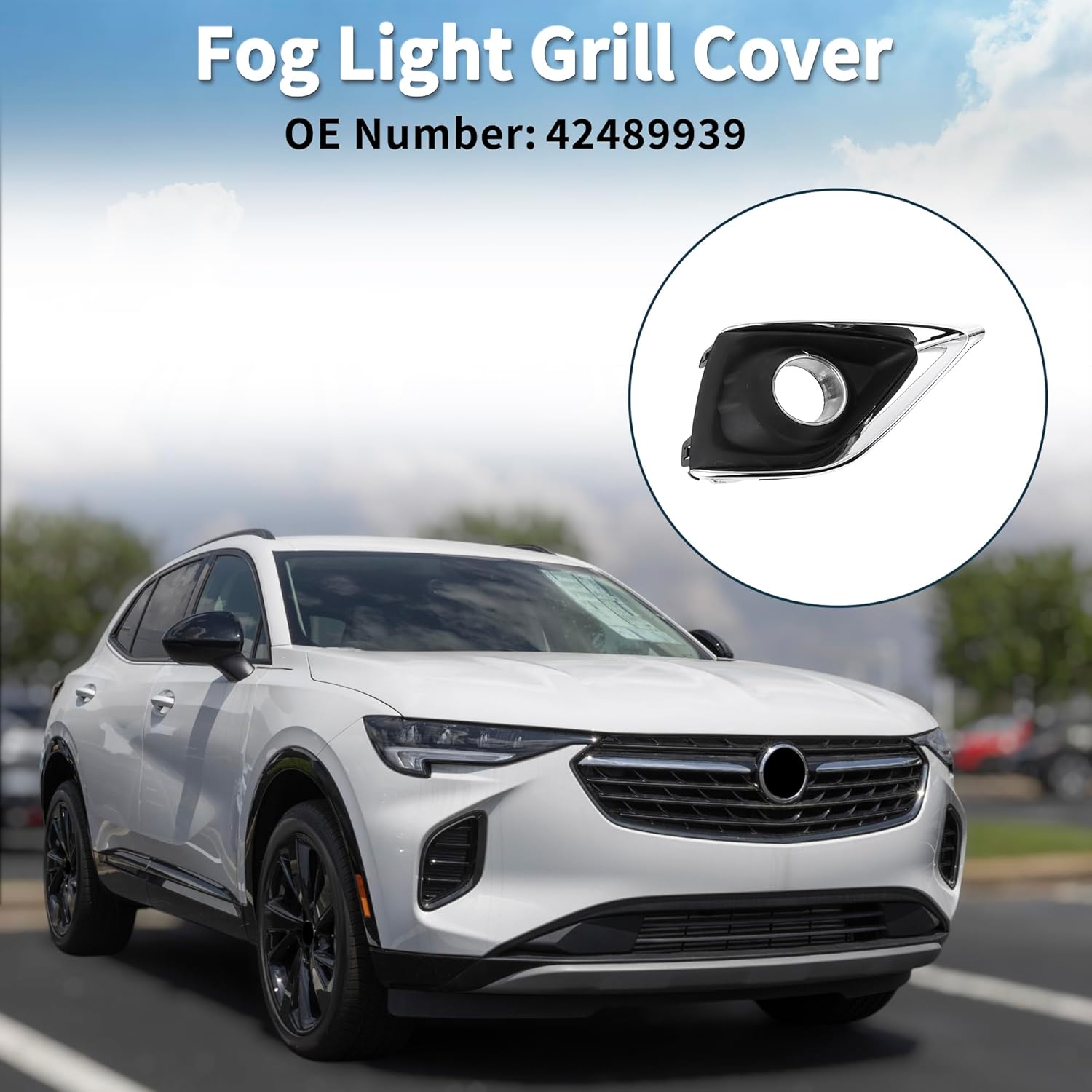 Fog Light Grill for Buick Envision 2019-2020 No.42489939 Front Right Front Lower Bumper Fog Light Cover Inserts Black,Silver Tone 1 Pc