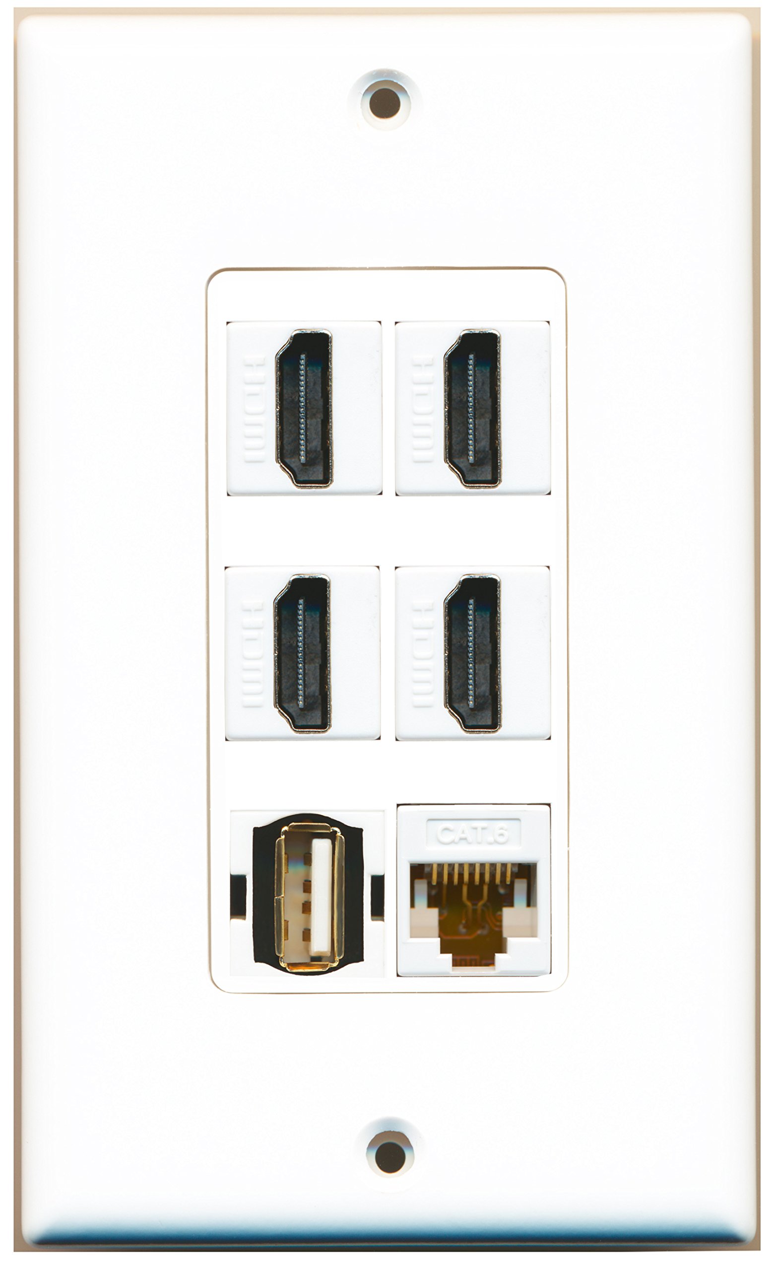RiteAV - Placca Murale 1 Foro Con Staffa: Connettori Cat6 Femmina E HDMI, Colore Nero