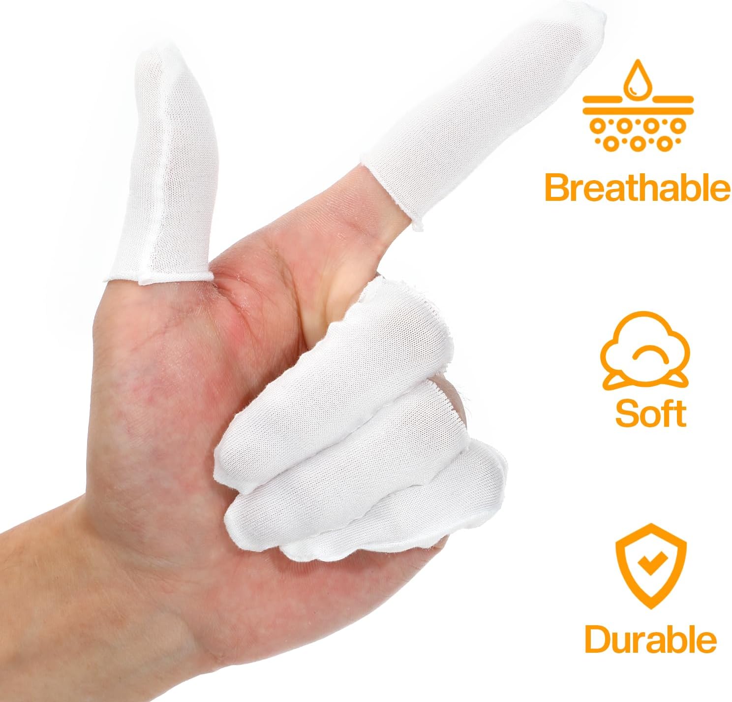 Cotton Finger Cots 200 Pcs – Breathable & Reusable Protectors | Comfortable cloth sleeves for fingertip & toe protection. Ideal for cuts, burns, wound care, crafts. Thumb guards, reusable